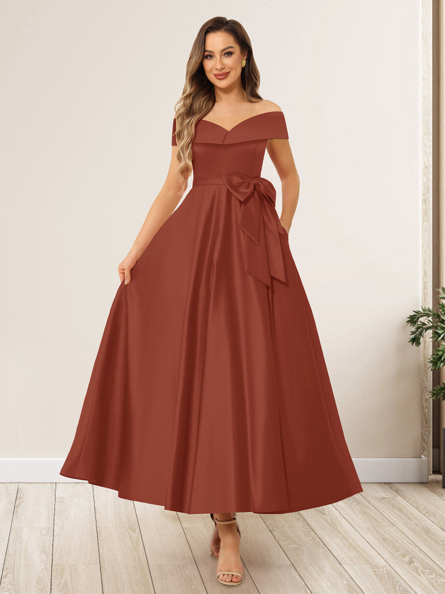 Evania Rust front view wedding guest dress