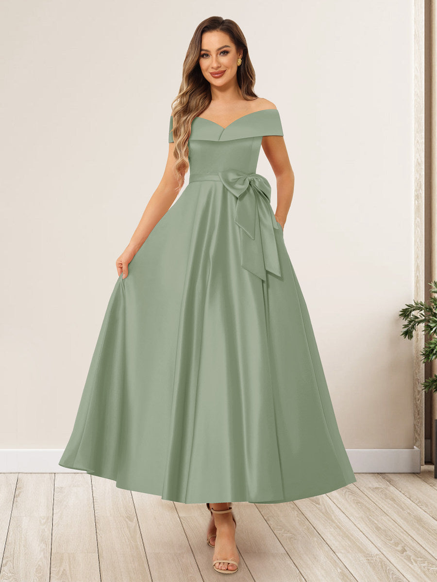 Evania Sage Green front view wedding guest dress