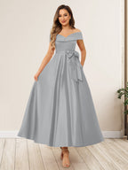 Evania Silver front view wedding guest dress