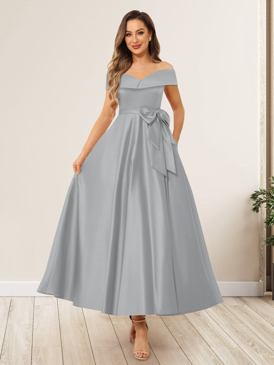 Evania Silver front view wedding guest dress