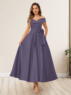 Evania Dusty Blue back view wedding guest dress