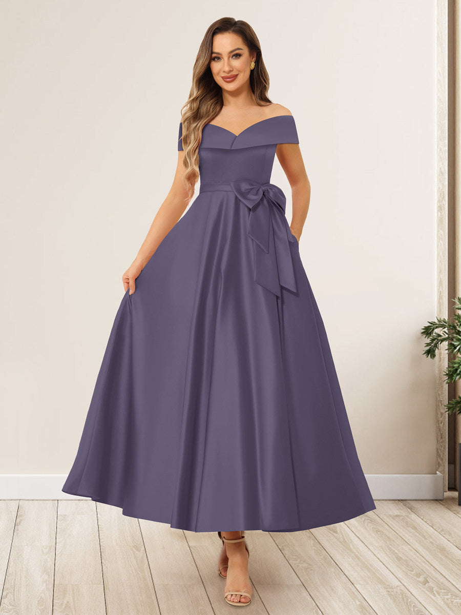 Evania Dusty Blue back view wedding guest dress
