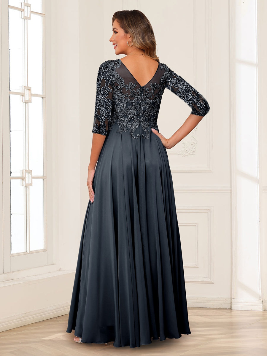 Calista Rowan Navy Blue back view mother of the bride dress