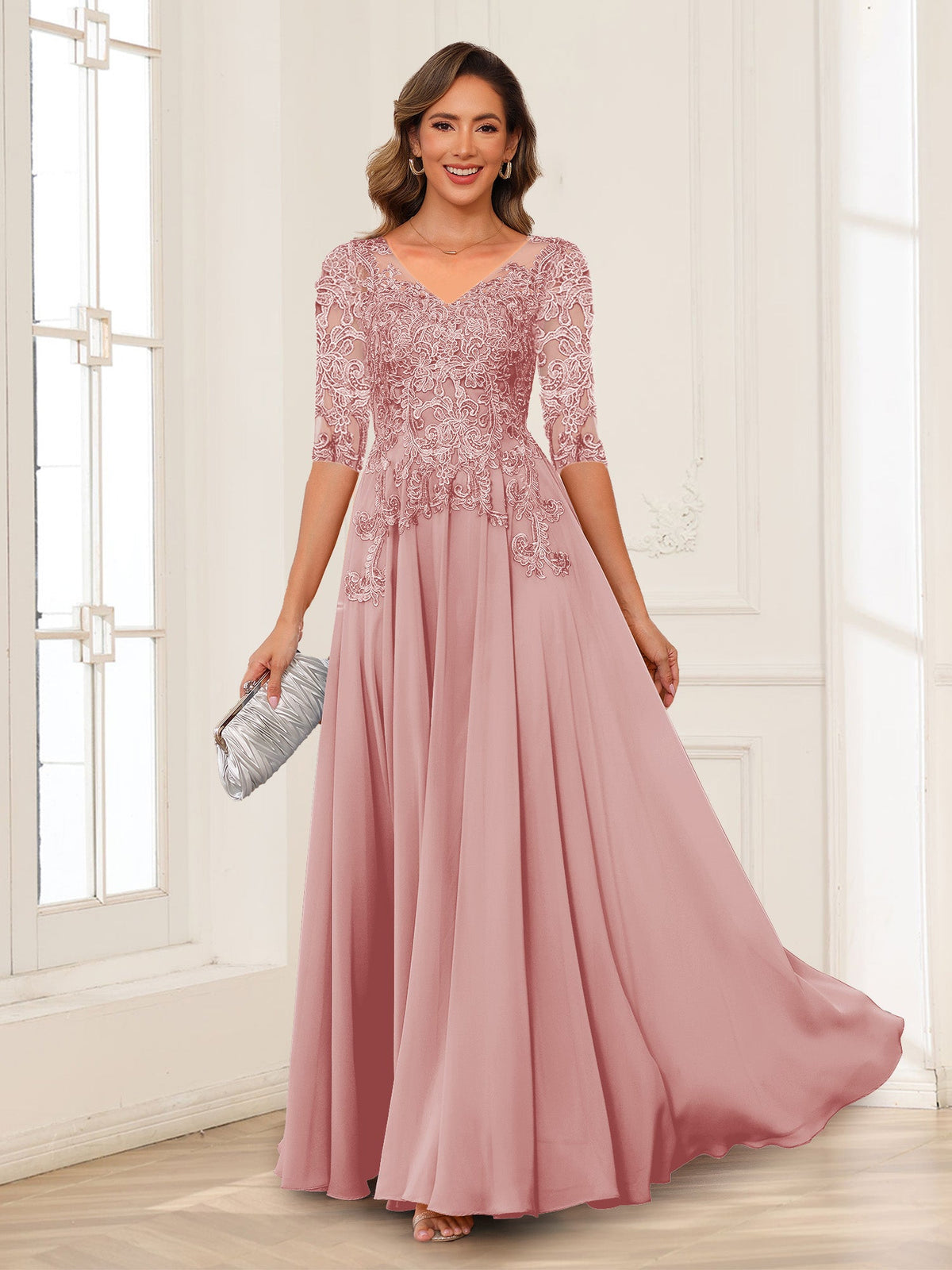 Florence dusty rose alternate front view 2 mother of the bride dress