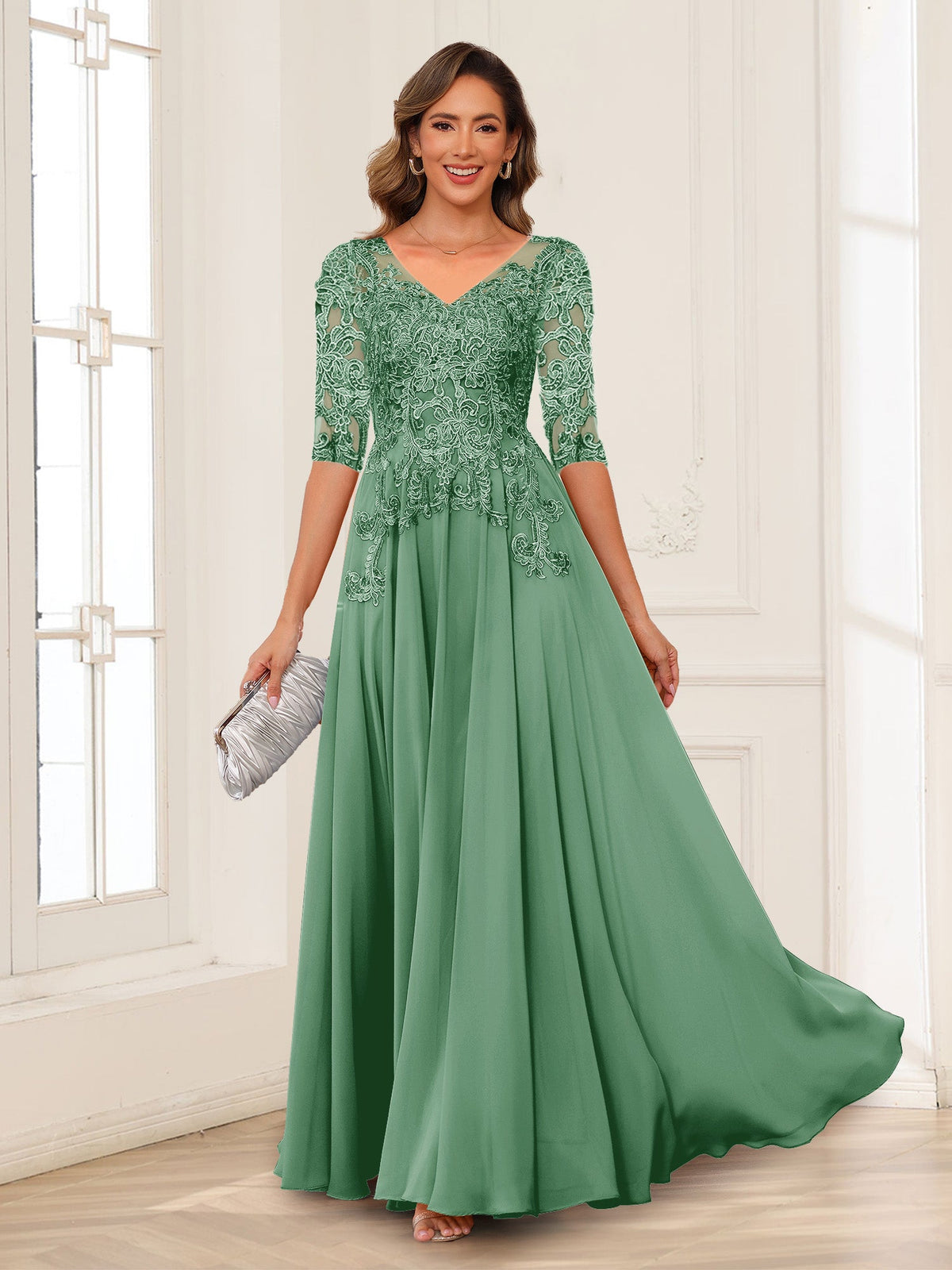 Florence eucalyptus front view mother of the bride dress