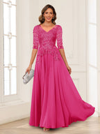 Calista Rowan Hot Pink front view mother of the bride dress