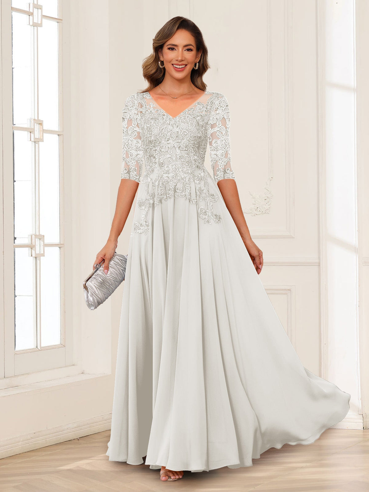 Florence ivory front view mother of the bride dress