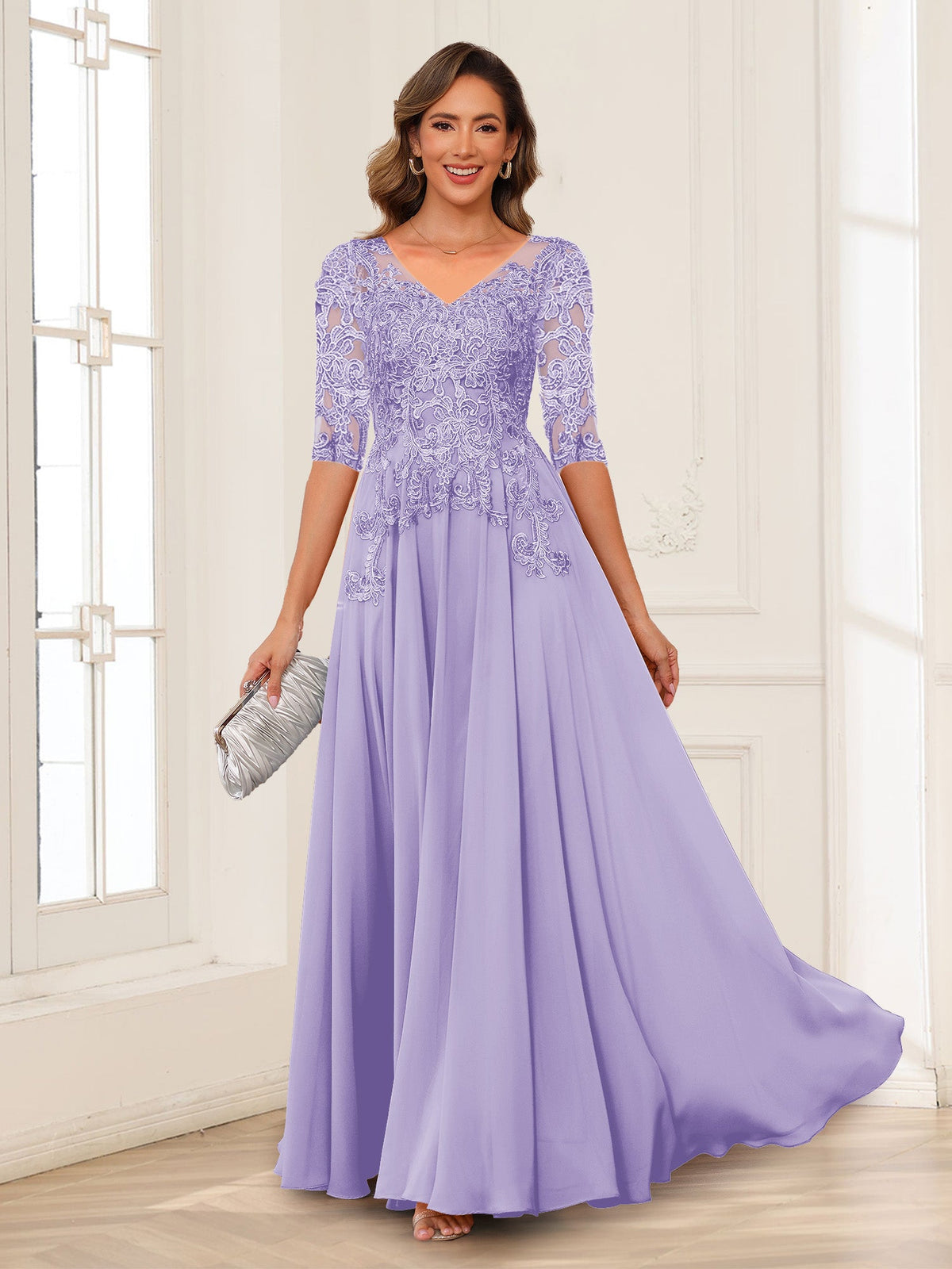 Calista Rowan Lilac back view mother of the bride dress
