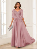 Calista Rowan Mauve front view mother of the bride dress