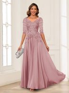 Calista Rowan Mauve front view mother of the bride dress