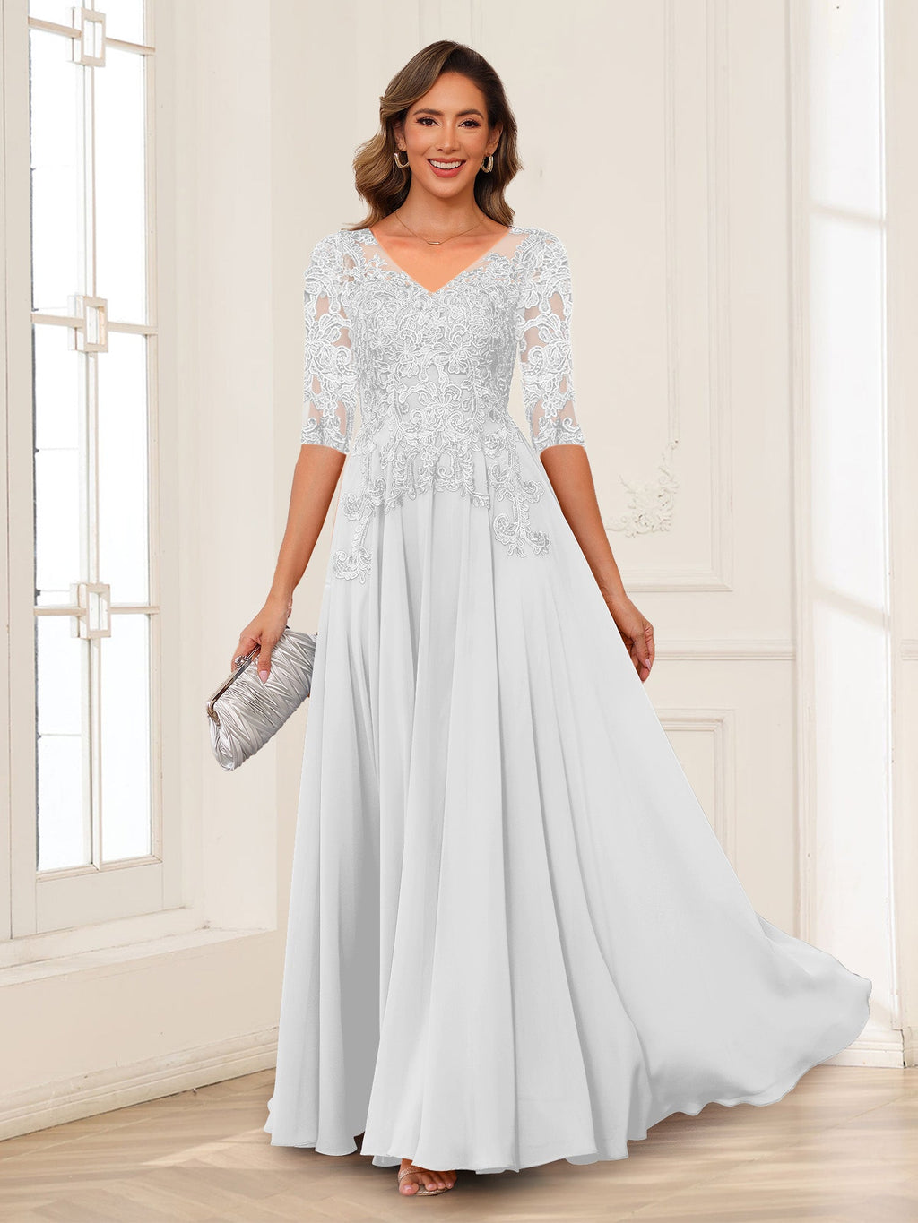 Calista Rowan Ivory back view mother of the bride dress