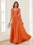 Florence orange front view mother of the bride dress