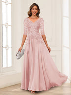 Calista Rowan Pearl Pink back view mother of the bride dress