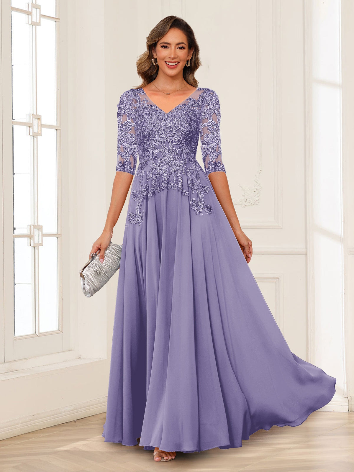 Calista Rowan Wisteria back view mother of the bride dress