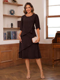 Honoria Bloom Brown front view mother of the bride dress