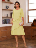 Honoria Bloom Daffodil front view mother of the bride dress
