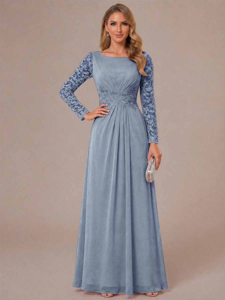 Rhiannon Claire Dusty Blue front view mother of the bride dress