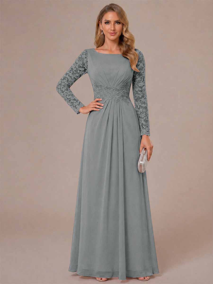 Rhiannon Claire Grey front view mother of the bride dress