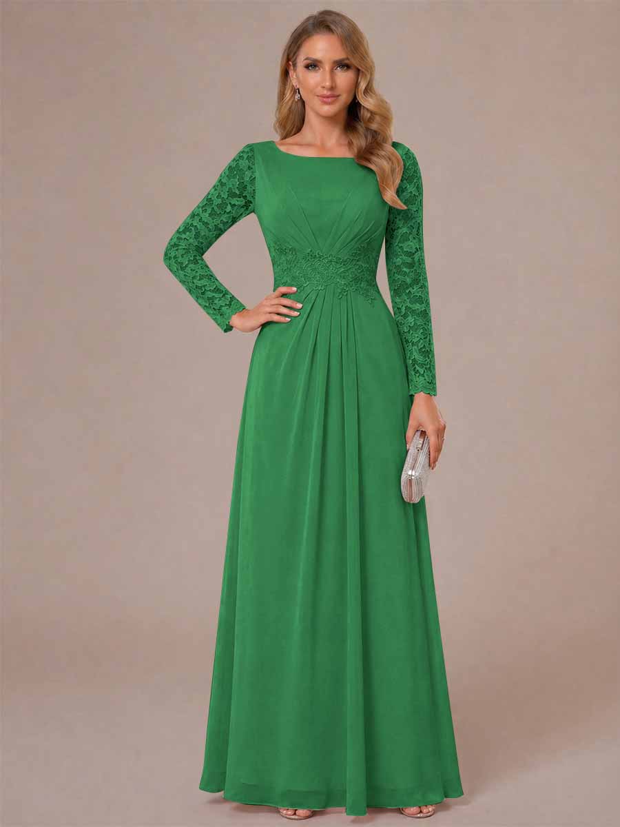 Rhiannon Claire Forest Green front view mother of the bride dress