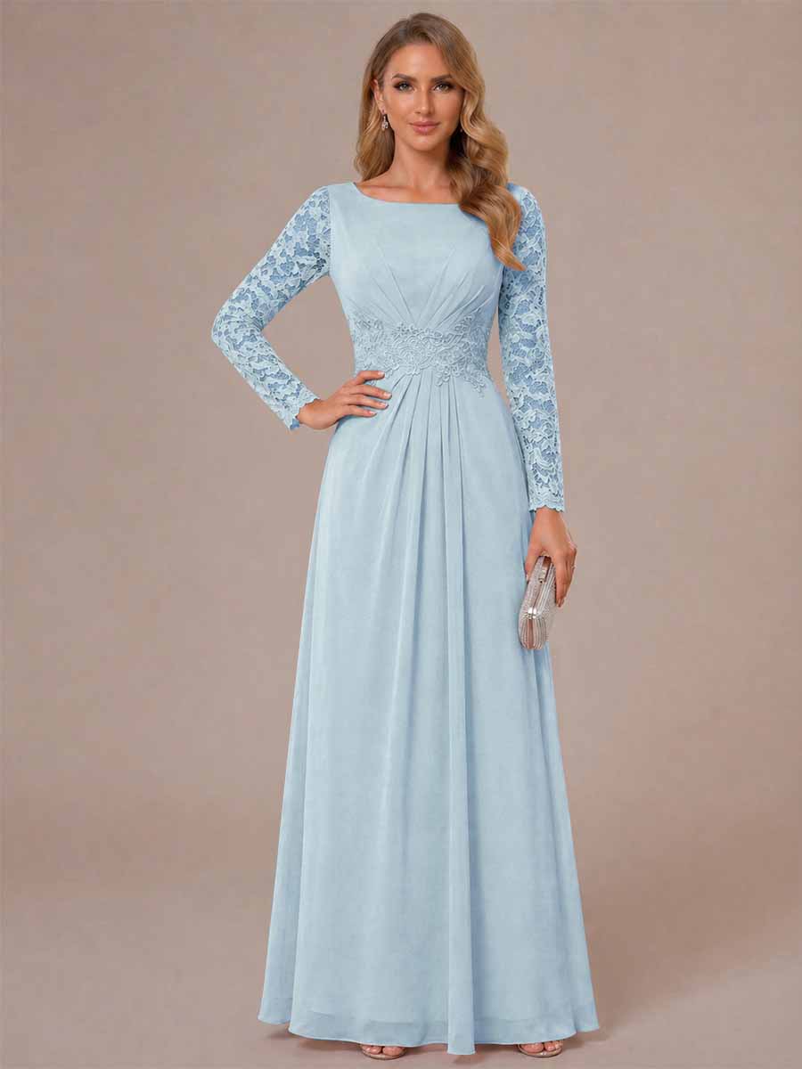 Rhiannon Claire Sky Blue front view mother of the bride dress