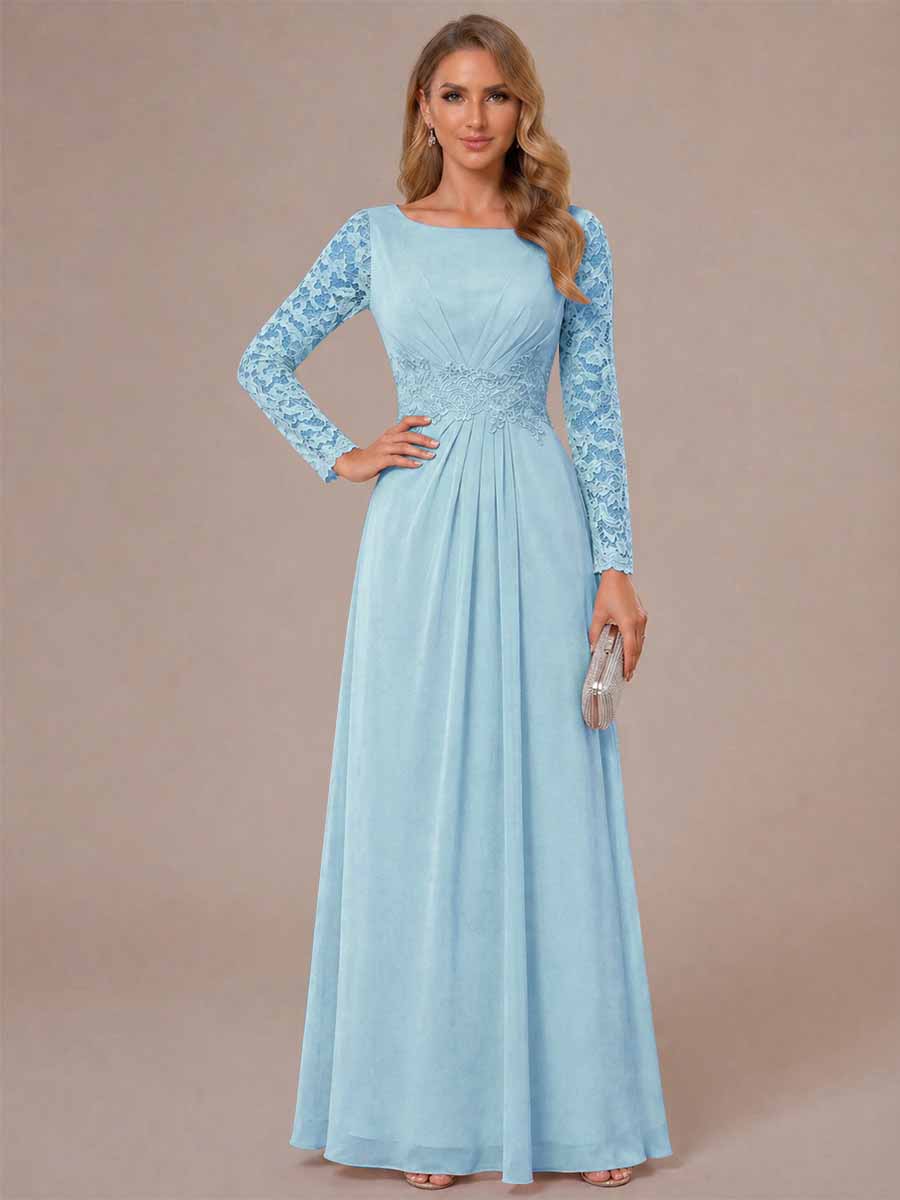 Rhiannon Claire Sky Blue side view mother of the bride dress