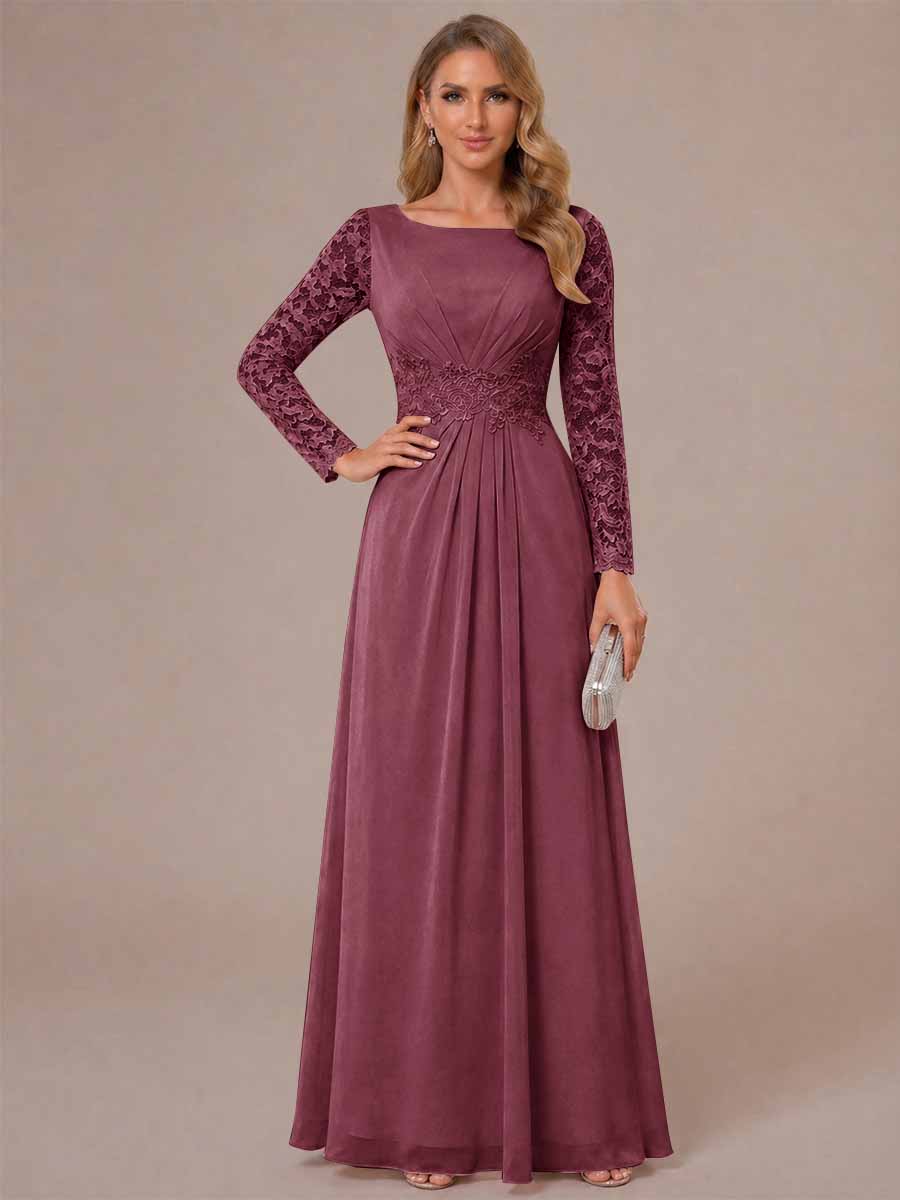 Rhiannon Claire Plum front view mother of the bride dress