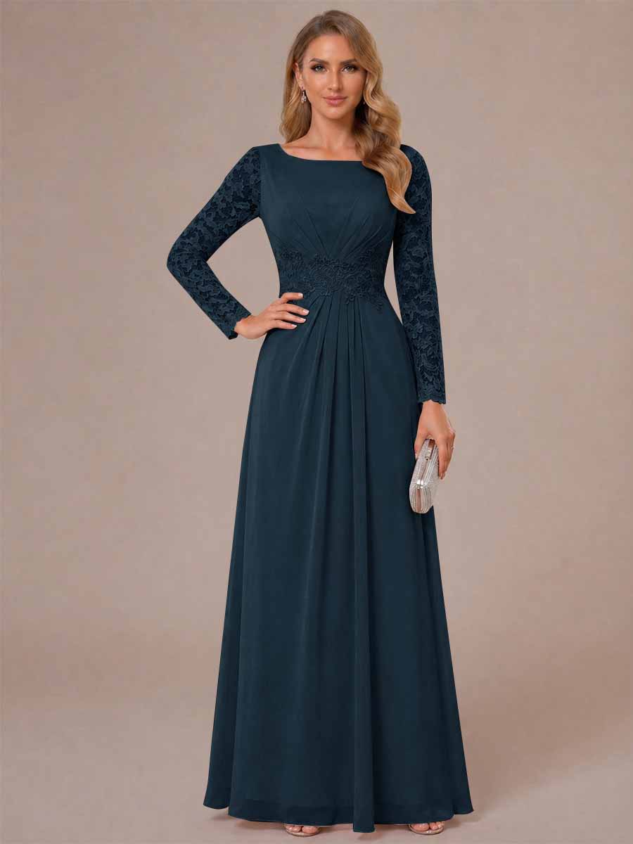 Rhiannon Claire Navy Blue front view mother of the bride dress