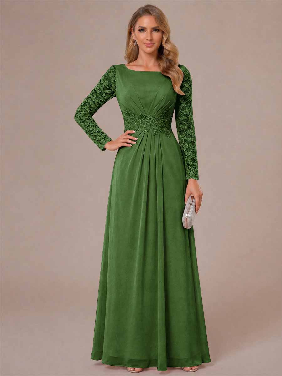 Rhiannon Claire Olive Green front view mother of the bride dress