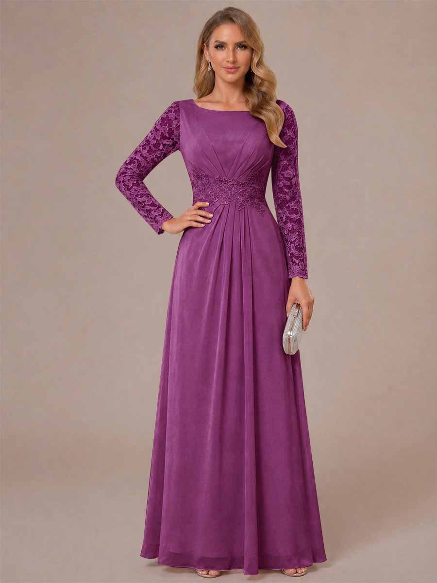 Rhiannon Claire Orchid front view mother of the bride dress