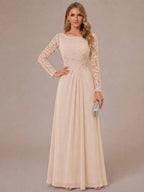 Rhiannon Claire Peach front view mother of the bride dress