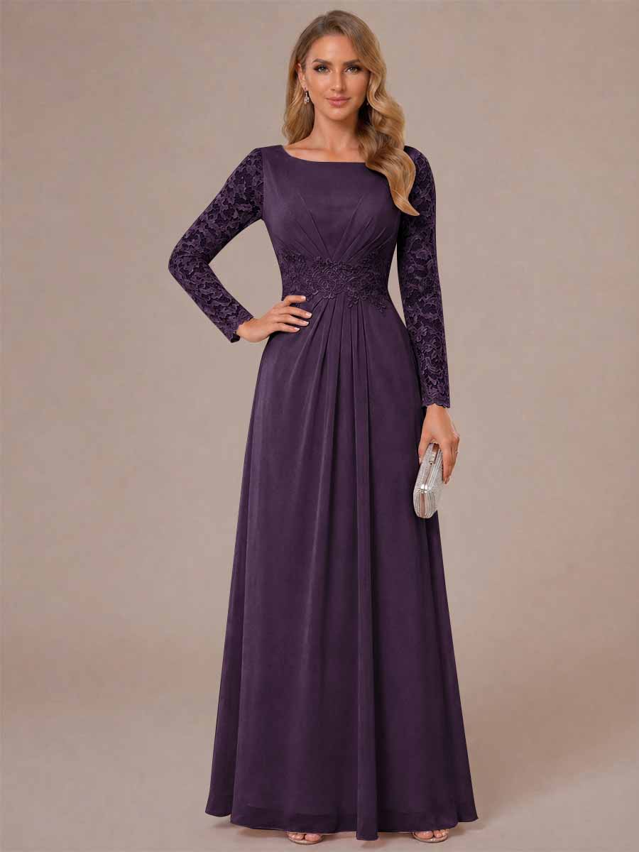 Rhiannon Claire Plum back view mother of the bride dress