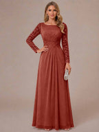 Rhiannon Claire Rust front view mother of the bride dress