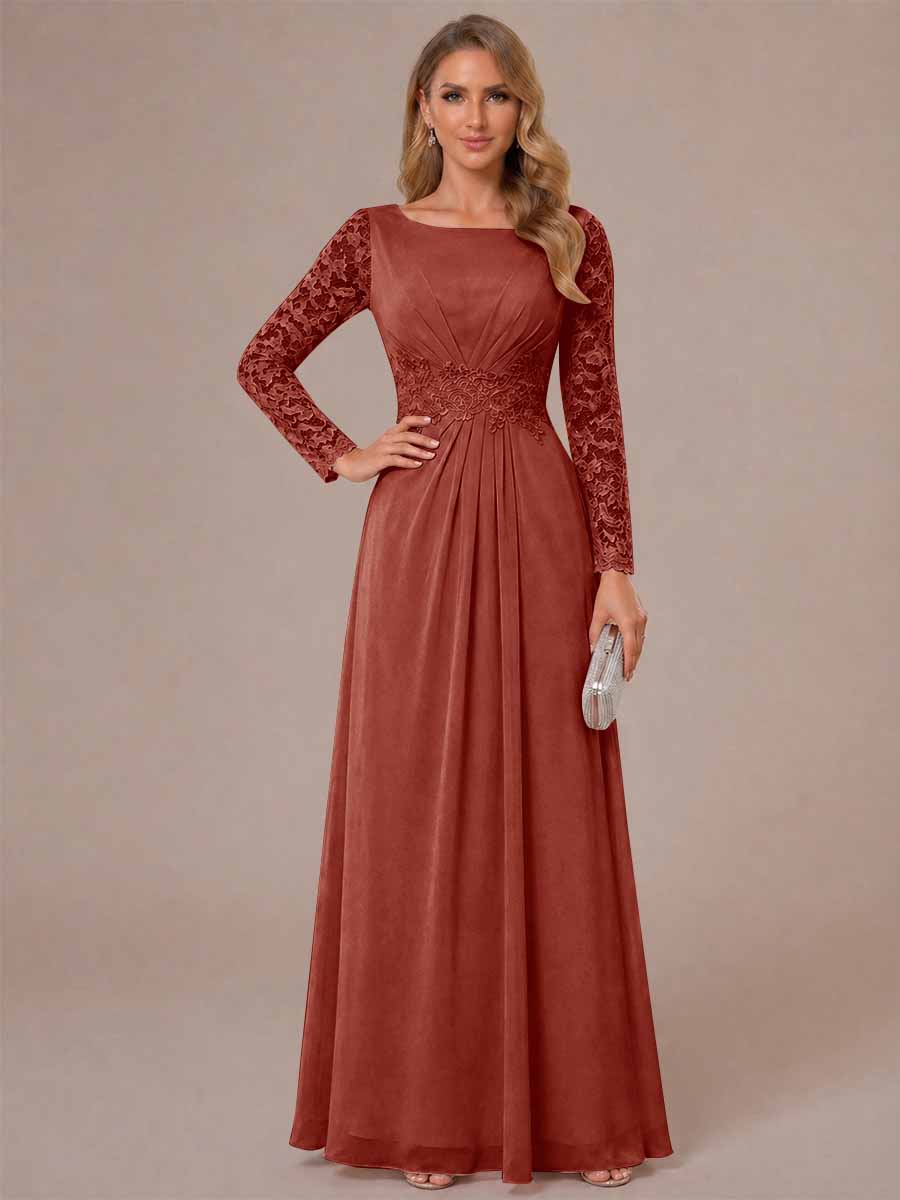 Rhiannon Claire Rust front view mother of the bride dress