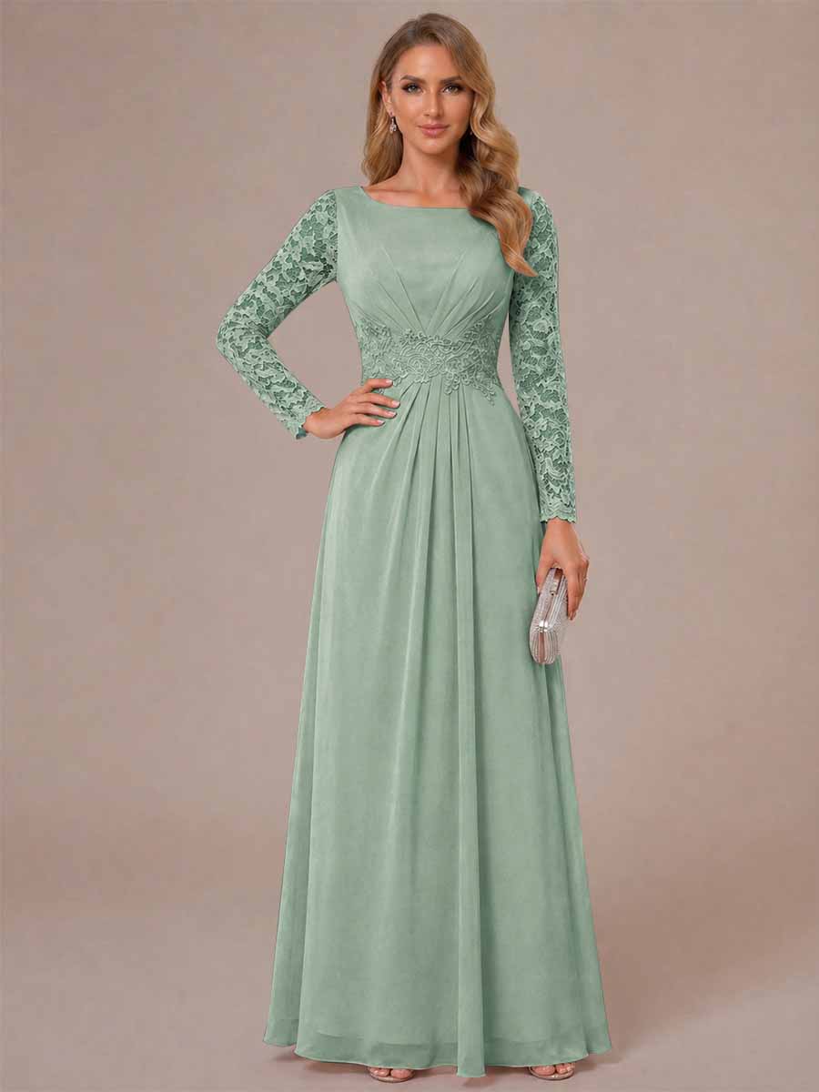 Rhiannon Claire Sage Green back view mother of the bride dress