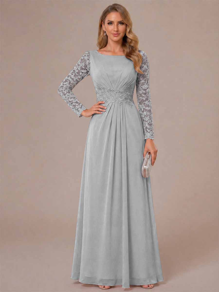 Rhiannon Claire Silver front view mother of the bride dress