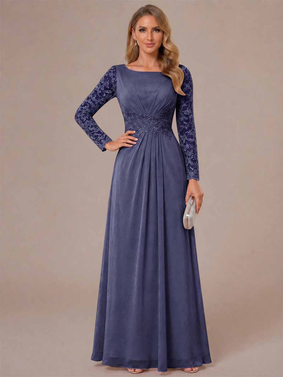 Rhiannon Claire Dusty Blue back view mother of the bride dress