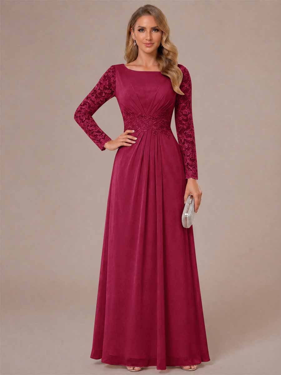 Rhiannon Claire Burgundy side view mother of the bride dress