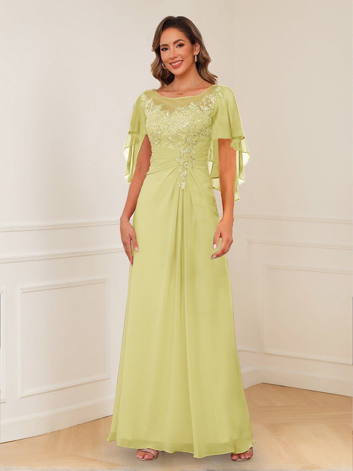 Helena daffodil front view mother of the bride dress