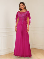 Evadne Claire Fuchsia back view mother of the bride dress