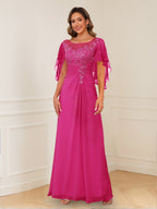 Helena hot pink alternate front view 2 mother of the bride dress