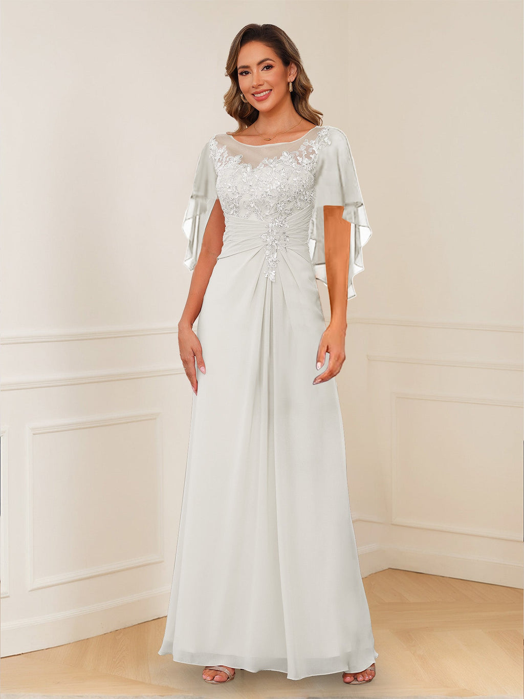 Helena ivory front view mother of the bride dress
