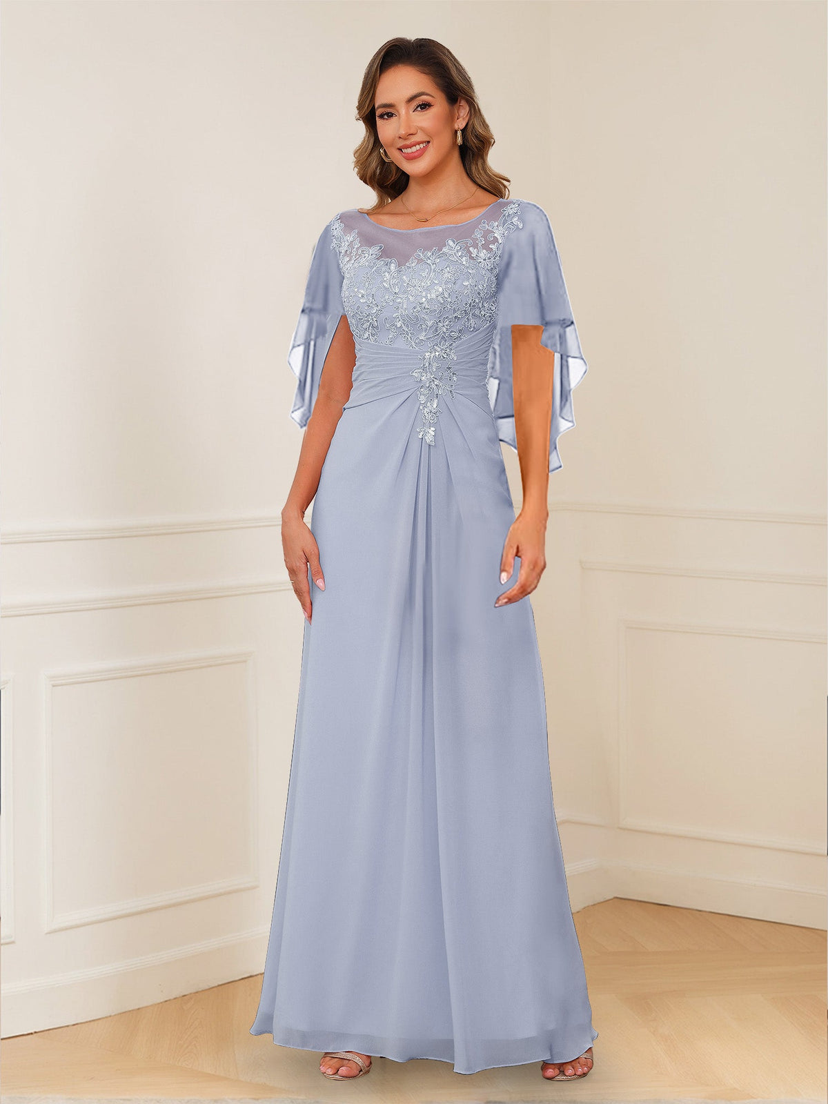 Helena lavender front view mother of the bride dress