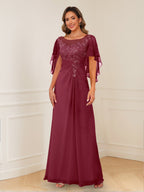 Helena burgundy alternate front view 2 mother of the bride dress