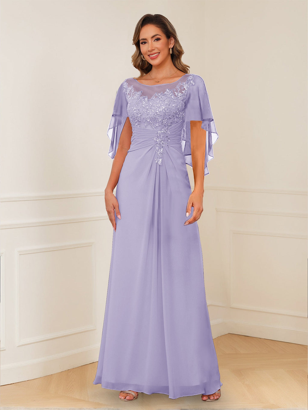 Helena lilac front view mother of the bride dress