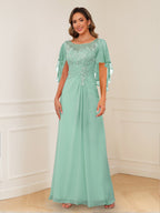 Helena mint green front view mother of the bride dress
