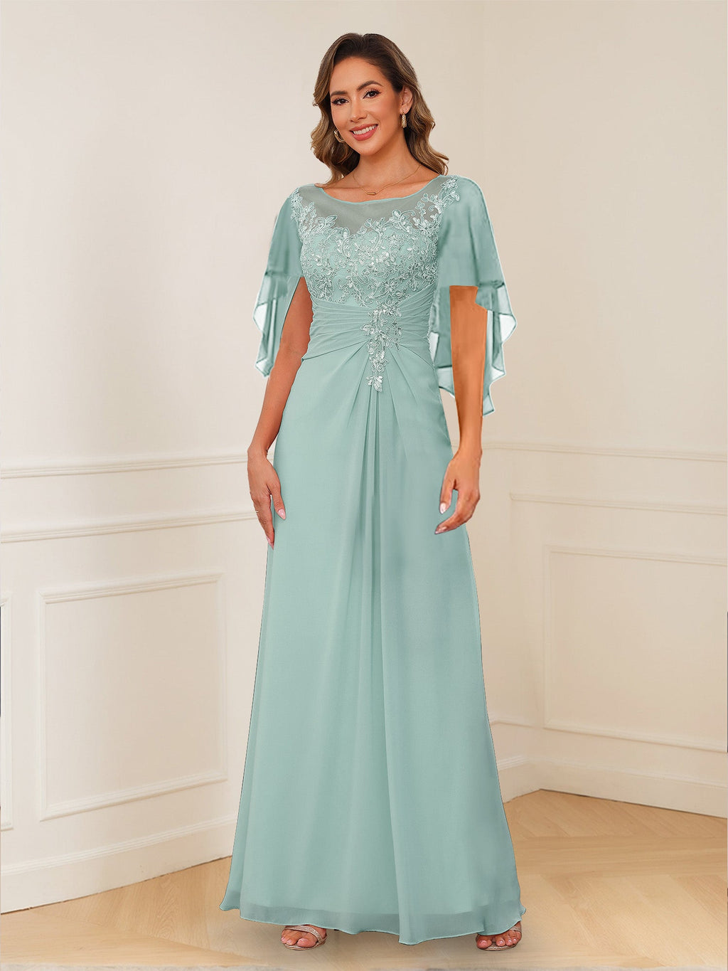 Helena pool blue alternate front view 2 mother of the bride dress