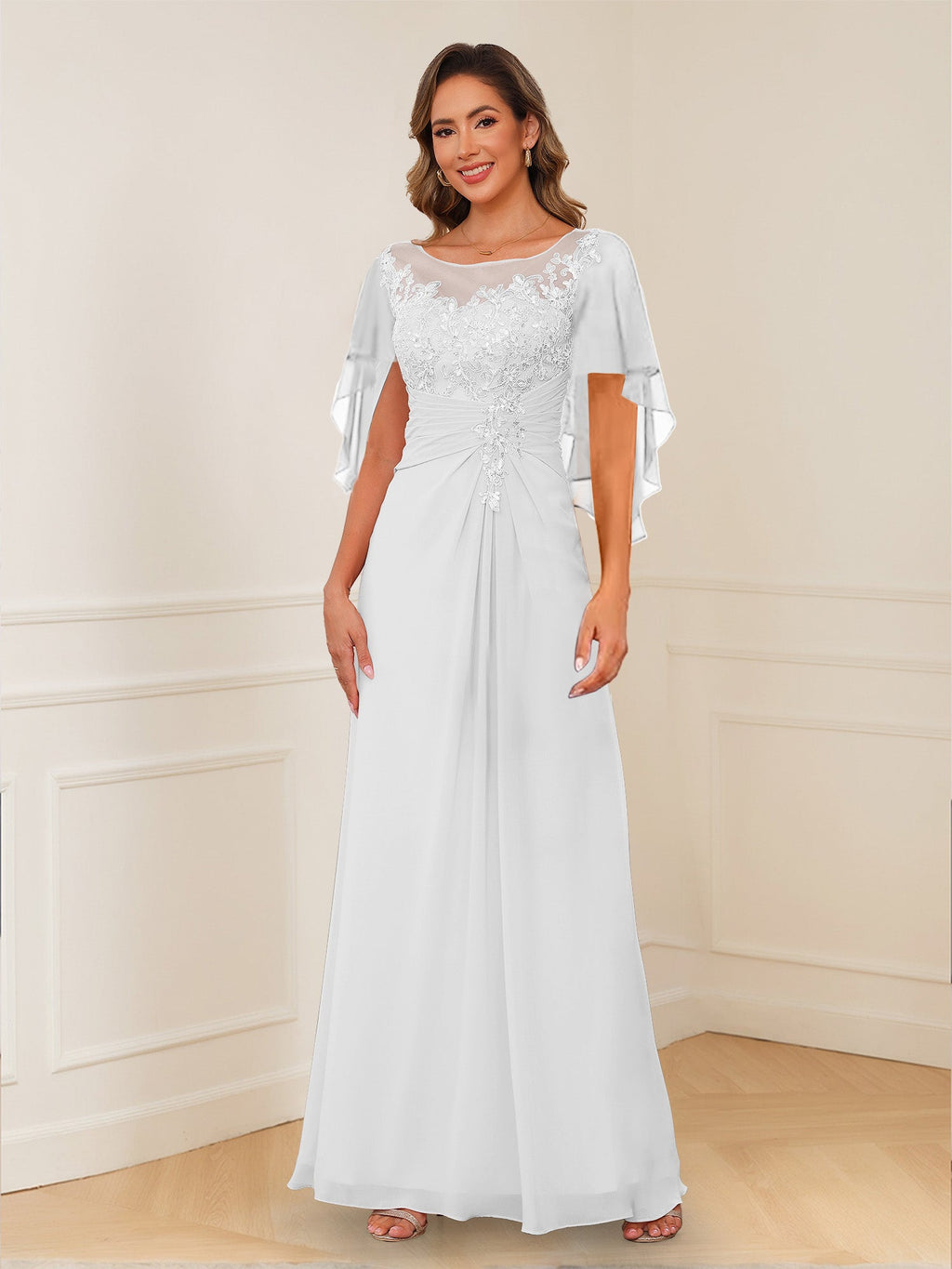 Evadne Claire Ivory back view mother of the bride dress