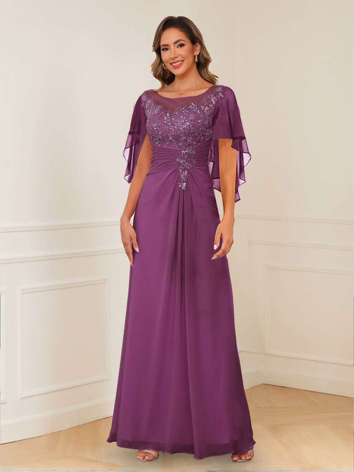 Helena orchid front view mother of the bride dress