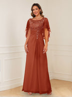 Evadne Claire Rust front view mother of the bride dress