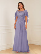 Evadne Claire Wisteria back view mother of the bride dress